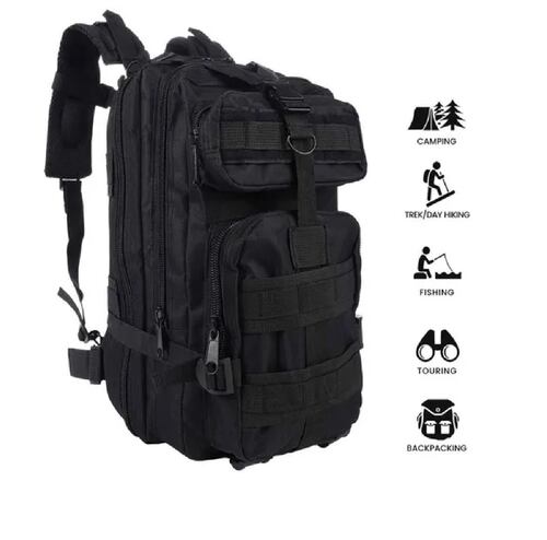 Mochila Militar Táctica Multiusos Camping Muy Resistente Negro