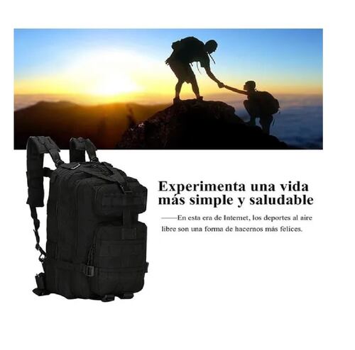 Mochila Militar Táctica Multiusos Camping Muy Resistente Negro
