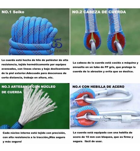Cuerda Azul  Alpinismo 12mm Estático Escalada 20 Mts
