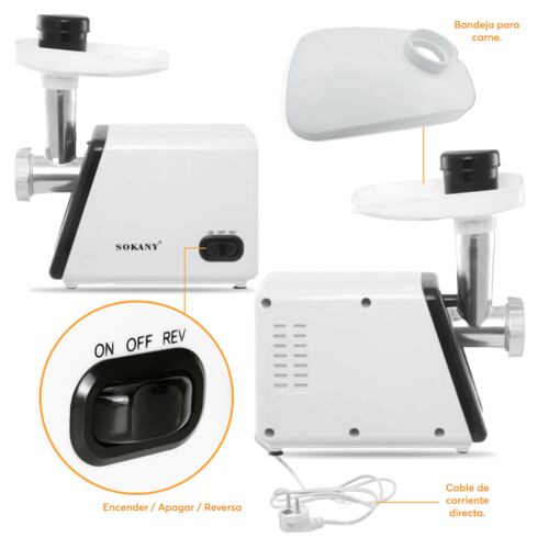 Molino de Carne Eléctrico Archy 2500W Acero Inoxidable Picador Embutidor Salchicha tipo Industrial Cocina Restaurante