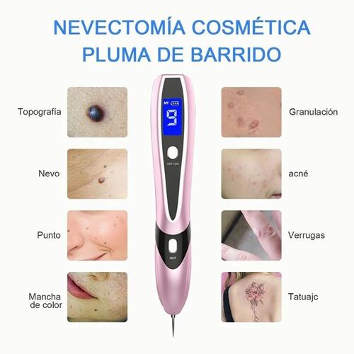 Pluma Cauterizador 9 En 1 Con Luz Azul Para Pecas Y Lunares Rosa