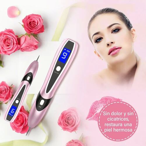 Pluma Cauterizador 9 En 1 Con Luz Azul Para Pecas Y Lunares Rosa
