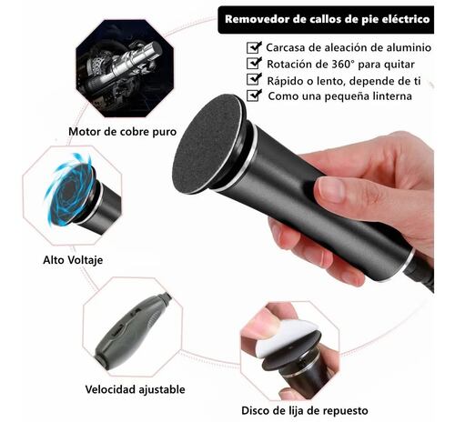 Removedor De Callos Profesional Electrico Exfoliante De Pies Negro