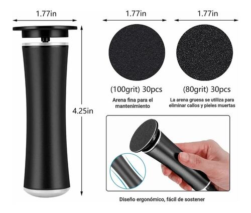 Removedor De Callos Profesional Electrico Exfoliante De Pies Negro
