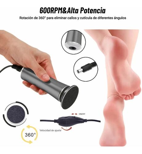 Removedor De Callos Profesional Electrico Exfoliante De Pies Negro