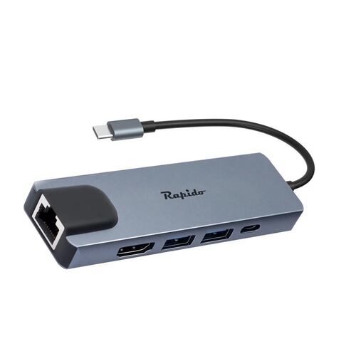 Tipo C Hub 5 En 1 Adaptador Usb C A Hdmi Con Ethernet Gris