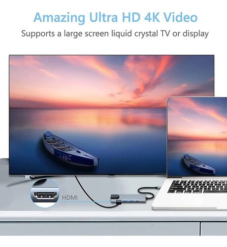 Tipo C Hub 5 En 1 Adaptador Usb C A Hdmi Con Ethernet Gris