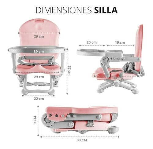 Silla Periquera Bebe Portatil Plegable Rosa