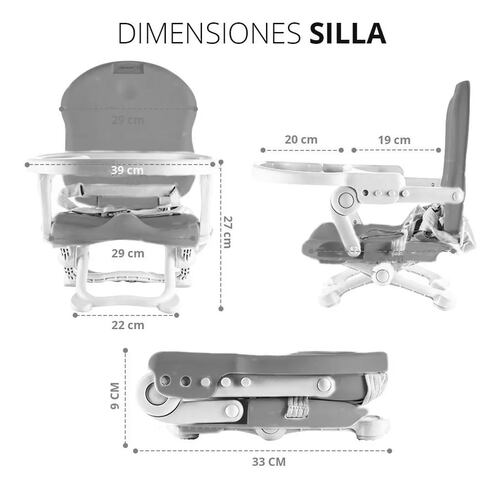 Silla Periquera Bebe Portatil Plegable  Gris