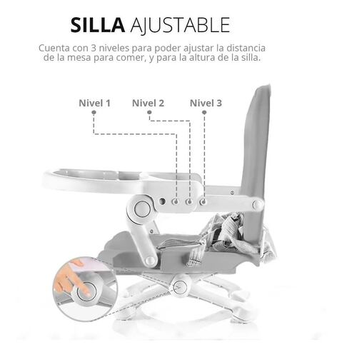 Silla Periquera Bebe Portatil Plegable  Gris
