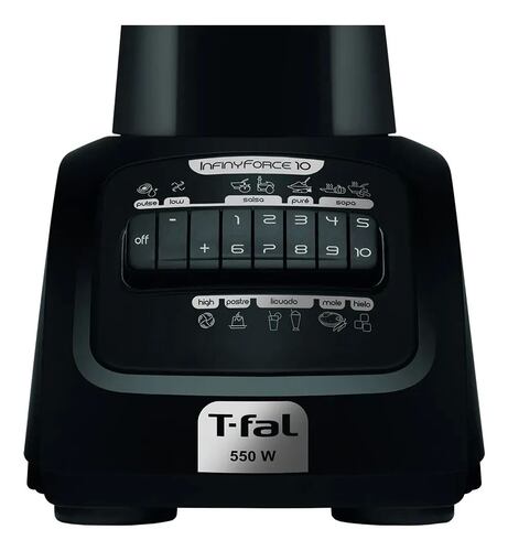 Licuadora T-fal X 1.25 L negra con vaso de vidrio 127V
