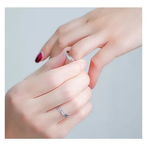 2 Anillos De Compromiso De Pareja De 925 Plata Ajustable..