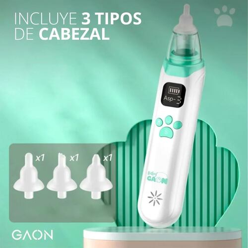 Aspirador Nasal Para Bebe Saca Mocos Electrico Blanco con Menta