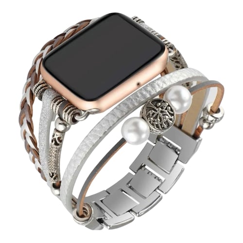 Correa Band Eslabon metalico con Pulsera Compatible Con Apple Watch 38/40/41 mm y 42/44/45 mm para Mujer.