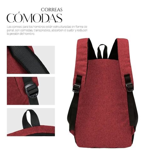 Mochila Para Laptop Carga Usb Negra con Rojo