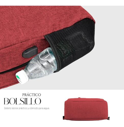 Mochila Para Laptop Carga Usb Negra con Rojo