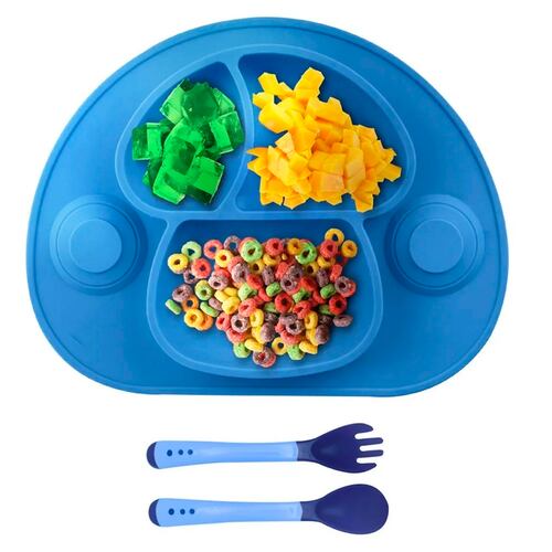 Plato Para Bebe Antiderrapante Adherible De Silicon Cubiertos