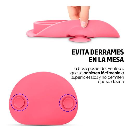Plato Para Bebe Antiderrapante Adherible De Silicon Cubiertos