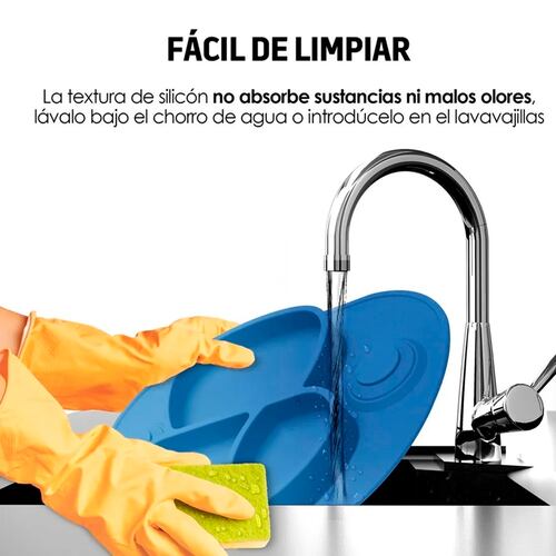 Plato Para Bebe Antiderrapante Adherible De Silicon Cubiertos