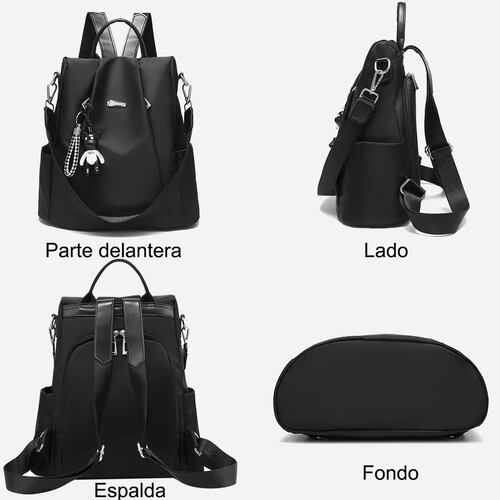 Mochila Impermeable Antirrobo Para Mujer Negra