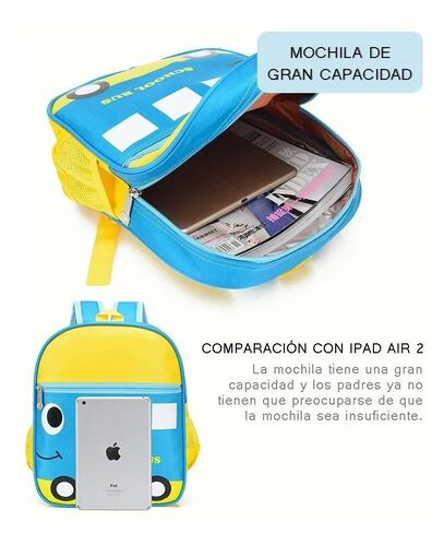 Mochila Infantil Para Pequeños Azul con Amarillo