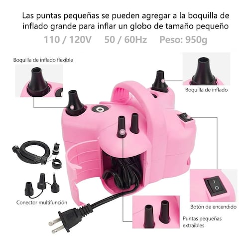 Inflador Electrico Bomba Globos Color Rosa