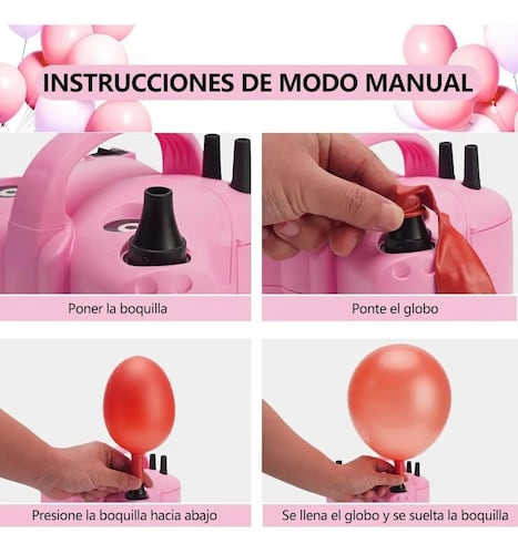 Inflador Electrico Bomba Globos Color Rosa