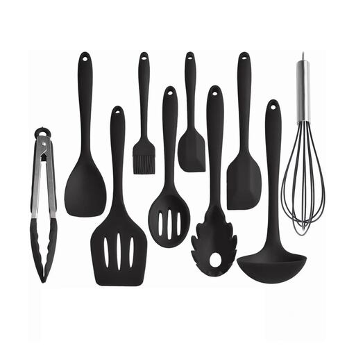 Set 10 Utensilios De Cocina Silicona Negros