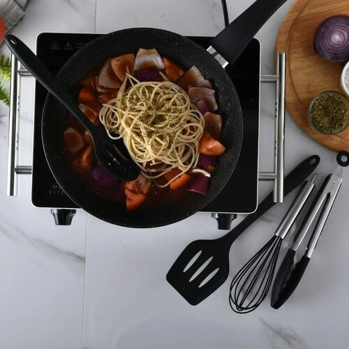 Set 10 Utensilios De Cocina Silicona Negros