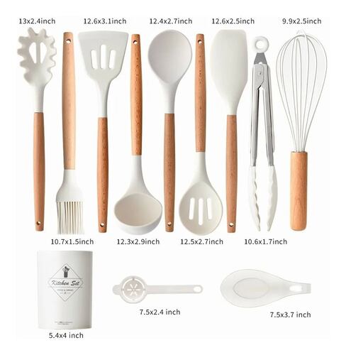 Set 12 Utensilios De Cocina Blancos