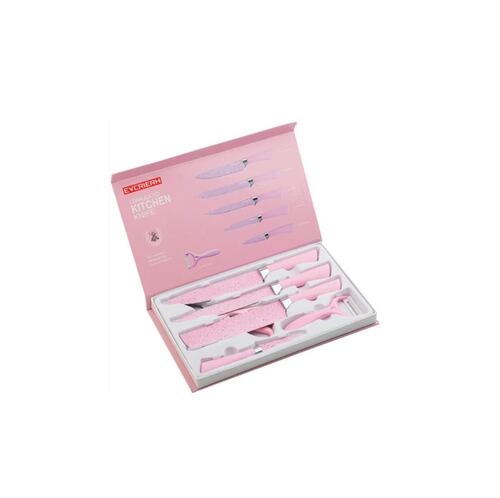 Juego de 6 Cuchillos Rosa Acero Inoxidable