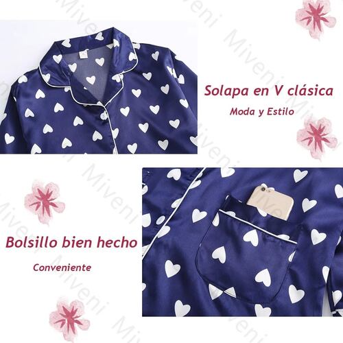 7 Piezas Pijamas  Azul de Corazones Talla M
