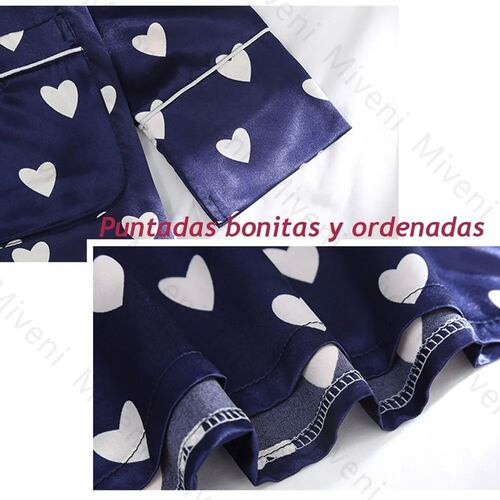 7 Piezas Pijamas  Azul de Corazones Talla M