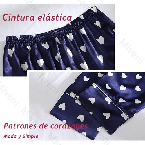7 Piezas Pijamas  Azul de Corazones Talla M