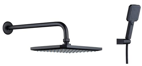 Regadera Negra 26cm+ Tubo 50cm+ Regadera Telefono Negra Lujo