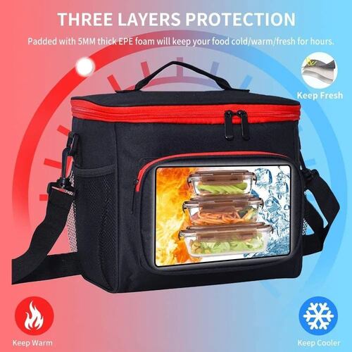Bolsa  Lonchera Para Almuerzo Portátil Negra