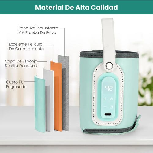 Calentador Biberones Bebes De Mamilas Lcd Portátil Usb Verde