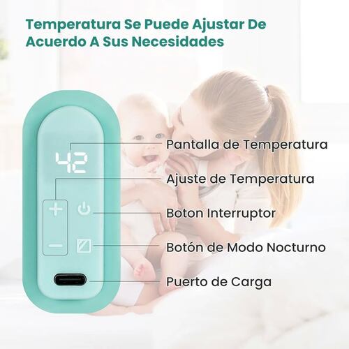 Calentador Biberones Bebes De Mamilas Lcd Portátil Usb Verde