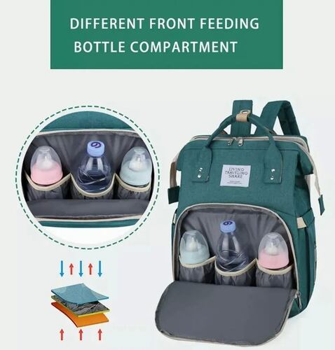 Mochila Pañalera Cuna Impermeable Para Bebe Verde