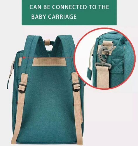 Mochila Pañalera Cuna Impermeable Para Bebe Verde
