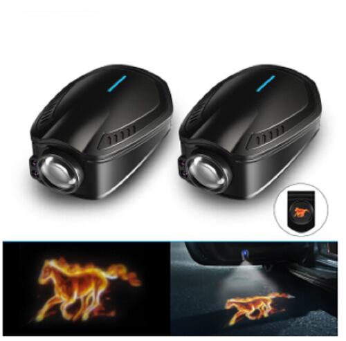 Par de luces led de bienvenida para puertas de carro, caballos de fuego