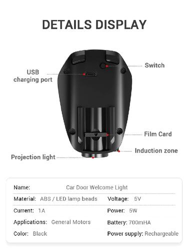 Par de luces led de bienvenida para puertas de carro, caballos de fuego