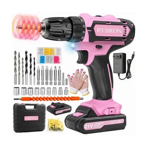 Taladro Electrico Inalambrico,kit Taladro Eléctrico Rosa 3e1.