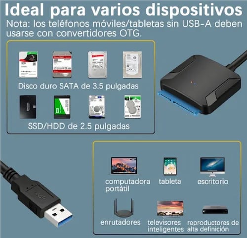 Cable Adaptador Disco Duro Sata A Usb 3.0 Hdd Ssd 3.5