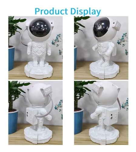 Proyector De Luz Nocturna  Astronauta Con Bluetooth Blanca