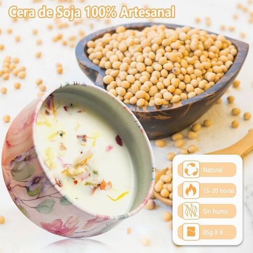 6 Piezas Velas Aromaticas Cera De Soja