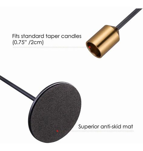 6 Pcs  de  Candeleros Metalicos Portavelas Negro con dorado