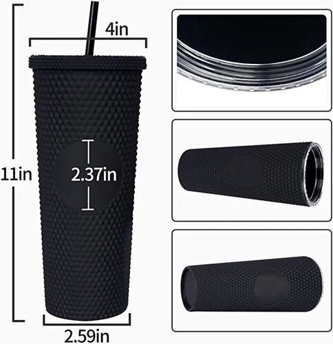 Termo Vaso  Con Tapa Y Popote De 24 Oz  Blanco