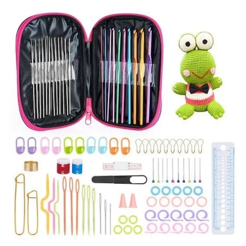 Kit De Ganchos Y Accesorios Para Tejer Al Crochet 84 Pzas.