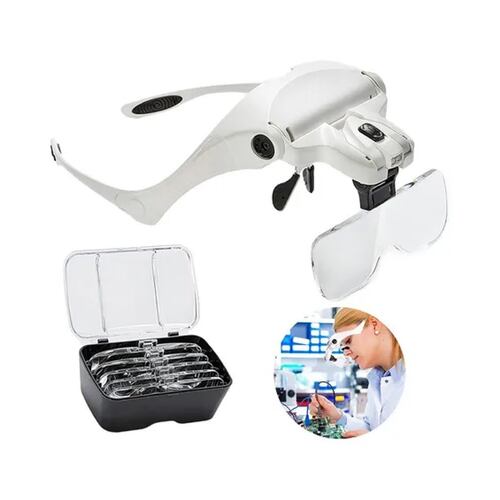 Anteojo Lupa Visor Lampara Led Aumento 1 A 3.5x 5 Lentes 